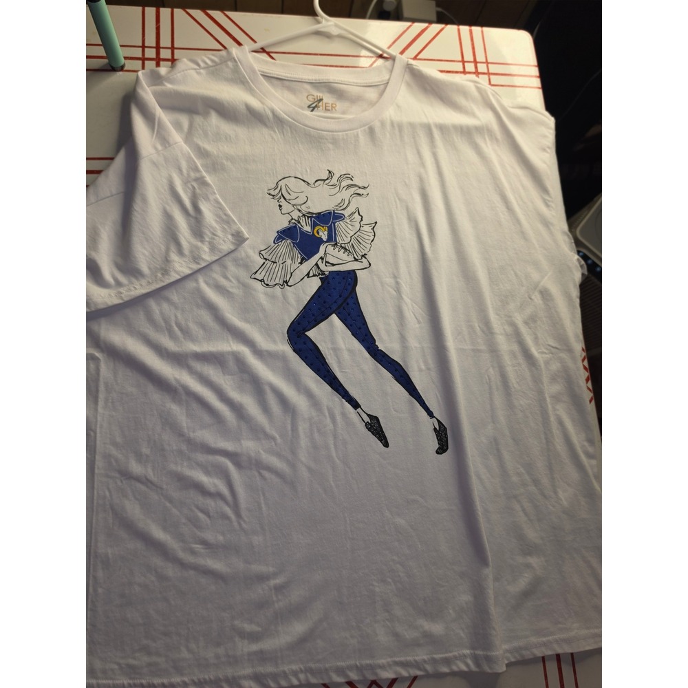 G-III 4Her Los Angeles Rams Graphic T-Shirt Rhinestone White XXL NFL Carl Banks